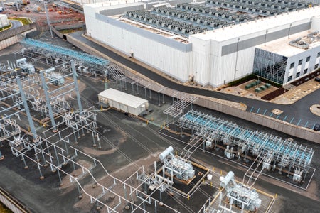 A power substation near a the LC1 CloudHQ data center in Ashburn, Virginia, US.