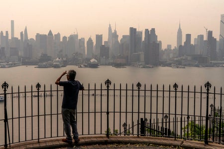 Hazy skies from wildfires