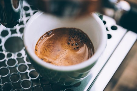 Espresso in a cup shot from above.