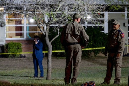 Police stand outside school