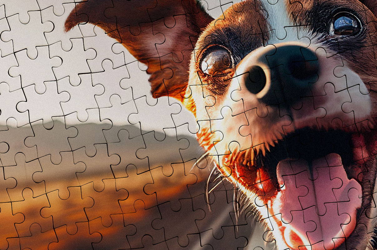 Close up of dog puzzle