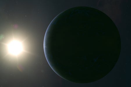 exoplanet with star in distance, illustration