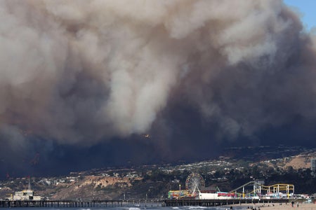 Black smoke from the Palisades Fire