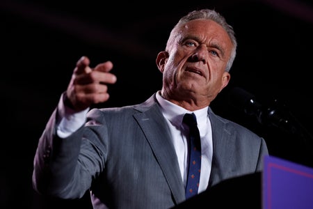 Robert F. Kennedy Jr. speaks during a campaign rally.