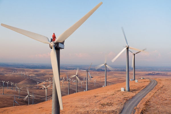 Air turbines in a field