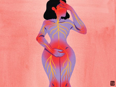 Illustration of the body of a woman in pain