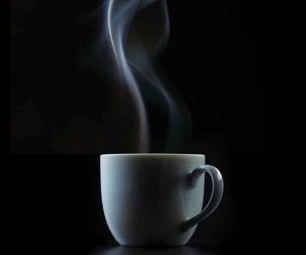 Coffee cup with steam coming out of the cup