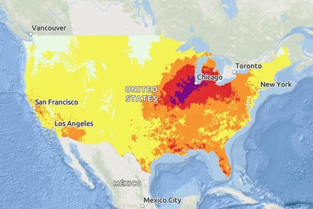 This map shows HeatRisk across the United States for Tuesday, August 27, 2024, showing a forecast of intense heat and humidity expected to impact the Midwest represented purple to indicate extreme heat across much of Illinois, and red representing major heat in the surrounding Midwestern region, and orange representing moderate heat in most of the Eastern and Southeastern United States