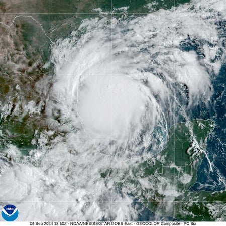 Satellite imagery of Tropical Storm Francine over the Gulf of Mexico