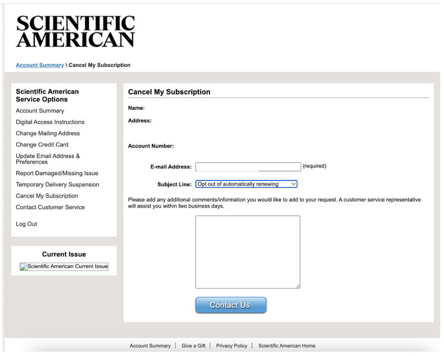 Cancelation Portal