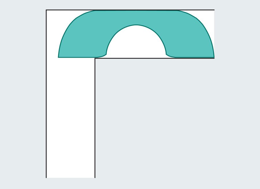 Graphic shows a more complicated sofa shape introduced by Joseph Gerver in the same hallway.